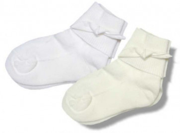 Little Darlings BS1089 Ivory Unisex Socks with silk knot