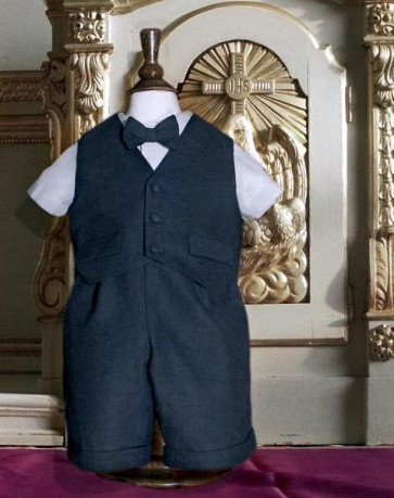 Little Darlings A4239 Maxwell Navy Waistcoat, Shirt, Shorts and Bow Tie Set