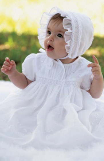 Sarah Louise 010181 Smock Christening Dress & Bonnet WHITE