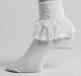 OCCASIONS A9040X White Frill Cross Ankle Socks