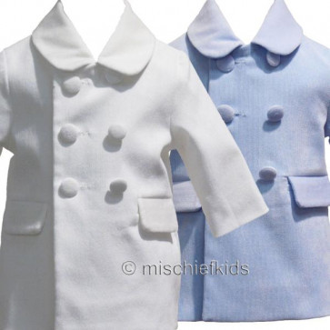 Little Darlings LD2069 and LD2075 Boys Classic Overcoat Coat BLUE or IVORY CREAM