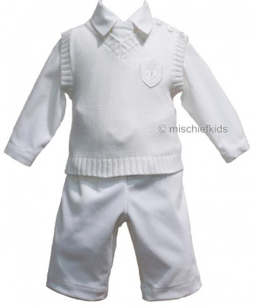 Little Darlings LD2074 Boys Ivory Shirt, Trousers, Tanktop and Tie Set