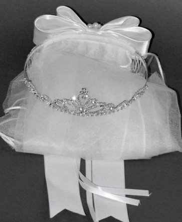 OCCASIONS ACMV915X Sparkle Diamante Love Heart Tiara with Cross and Veil