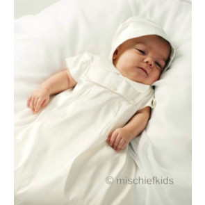 Sarah Louise 001177 Boys or Unisex Silk Christening Gown & Bonnet Set SHORT SLEEVE