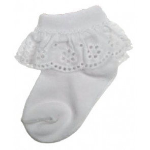 AW 26288 White Broderie Anglaise Lace Socks