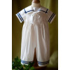 Angels and Fishes NOAH Ivory Silk Sailor Romper IVORY or NAVY or SKY TRIM