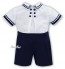 Sarah Louise 011169 Boys White & Navy Traditional Buster Suit 