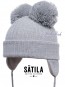Pale Grey Satila Huge Double Pom Hat with cotton lining