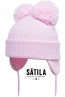 Pink Satila Huge Double Pom Hat with cotton lining