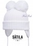 White Satila Huge Double Pom Hat with cotton lining