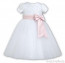 White Sasha Bride's Maid Dress with Pink Bow