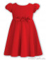 Sarah Louise 9137 Red Classic Dotty Dress with puff sleeves and Rose floral waist