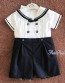 Sarah Louise 011875 White/Navy Sailor Shirt & Shorts Buster Suit