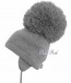 Satila of Sweden Tuva Fleece lined Giant Pom hat in Grey