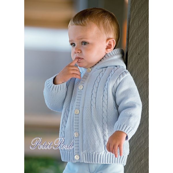 Sarah Louise 008067 Boys Chunky Knit Hooded Cardigan Jacket