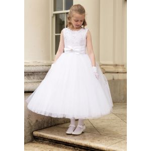 Cerimonia ANASTASIA Tulle Communion Dress with Removable Hoops WHITE ANKLE LENGTH