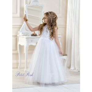 Lacey Bell CD1 LALIA Glitter Tulle Communion Dress in white or ivory - Ankle Length