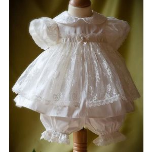 Angels and Fishes CHLOE Silk and Lace Christening Bloomer Set