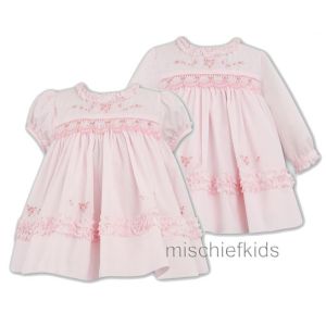 Sarah Louise 9981 Pink Long Sleeve Smocked Dress