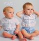 Sarah Louise 011125 Boys Smocked Buster Suit in white & blue or white & navy