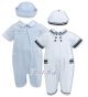 Sarah Louise 011168 Boys Sailor Romper & Hat Set in baby blue or white with navy trim