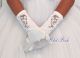 Little People 752 White Floral Inset Stretch Satin Communion Gloves