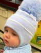 Satila of Sweden BOBBY helmet Huge Pom Hat BLUE