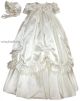 Sarah Louise 001144 Ivory Silk Bo Peep Christening Gown & Bonnet Set