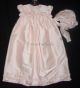 Kate Mack KM329p Precious Heirloom Silk Roses Christening Gown and Bonnet PINK