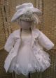 Couche Tot 29087 and 29088 Velvet Ruffle Coat and Hat IVORY
