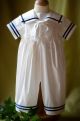 Angels and Fishes NOAH Sailor Romper IVORY or NAVY or SKY TRIM