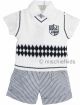 Little Darlings LD2274 White and Navy Shirt, Tanktop, Shorts and Tie Set