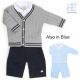 Emile et Rose E9480 BRENT Boys Navy and Grey Cardigan, Trouser and Shirt Set