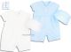 Emile et Rose 7209 CLARK True Knit Cotton and Linen Romper and Hat Set in BLUE or WHITE