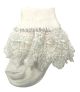 ANGELS 1002 turnover top deep lace socks in IVORY CREAM