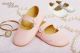 Pink Emma soft leather pram shoes by Early Days at Petit Posh