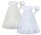 Sarah Louise 001054 Puff Sleeve Embroidered Christening Gown close up