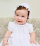 Sarah Louise 001172 White Smocked Cotton mix Christening Gown & Bonnet Set