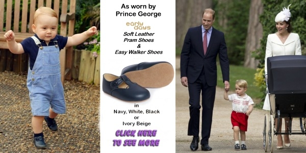 Price George in Early Days Alex Pram Walking Shoes with Prince William & Kate